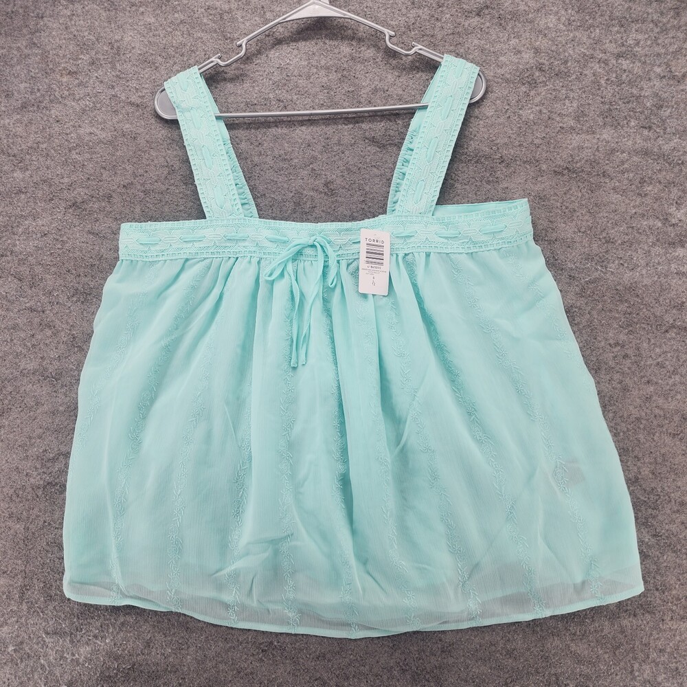 Torrid Shirt Womens 0 US Large Sleeveless Blue Square Neck